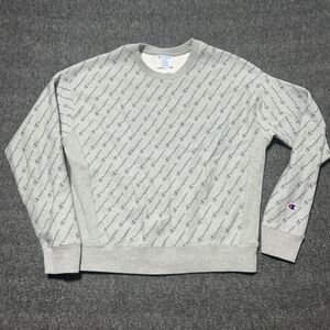 Champion Reverse Weave Sweatshirt Large Womens All‎ Over Script Print Crew